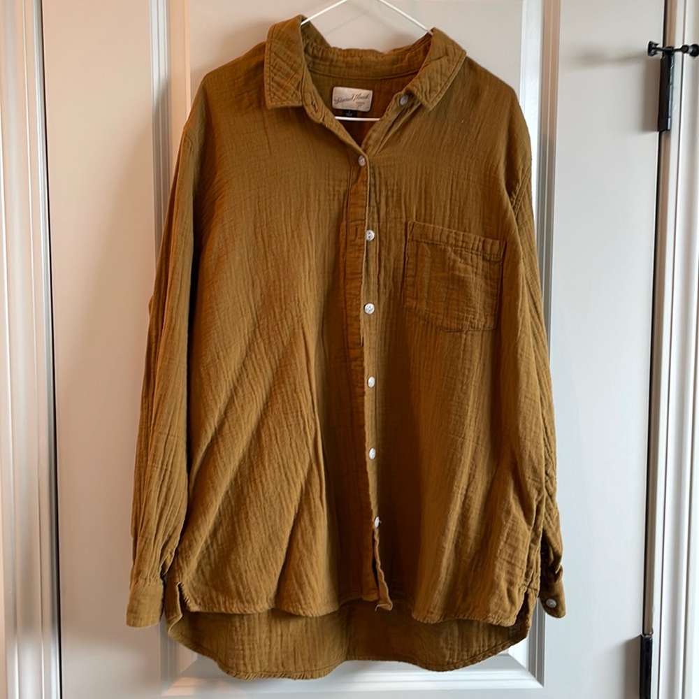 Tan women’s button up shirt
